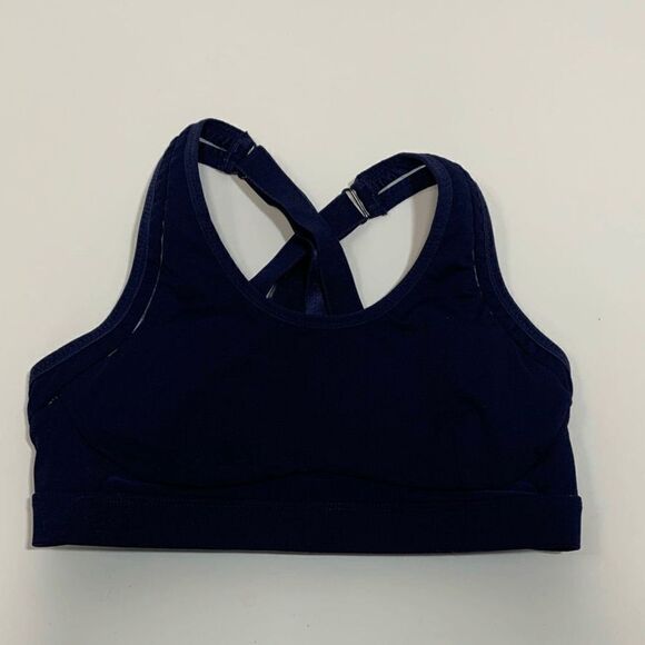 Fabletics Women's Navy Blue Crisscross Strappy Back Sports Workout Bra Medium - Picture 1 of 7